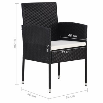 Tuinstoelen 4 st poly rattan zwart 7