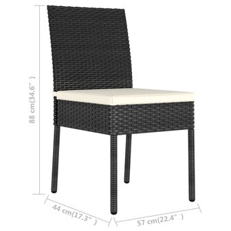 Tuinstoelen 2 st poly rattan zwart 6