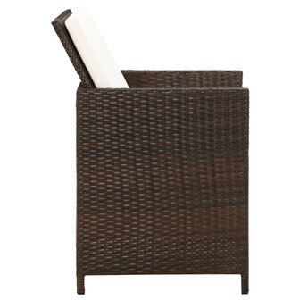 Tuinstoelen 4 st met kussens poly rattan bruin 4