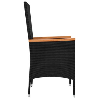 Tuinstoelen 2 st met kussens poly rattan zwart 5