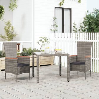 Tuinstoelen 2 st met kussens poly rattan grijs 1