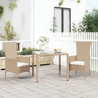 Tuinstoelen 2 st met kussens poly rattan beige 1