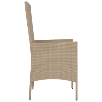 Tuinstoelen 2 st met kussens poly rattan beige 6