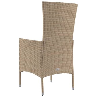 Tuinstoelen 2 st met kussens poly rattan beige 7