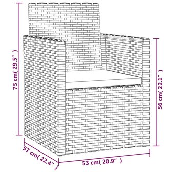 Tuinstoel met kussens poly rattan grijs 8