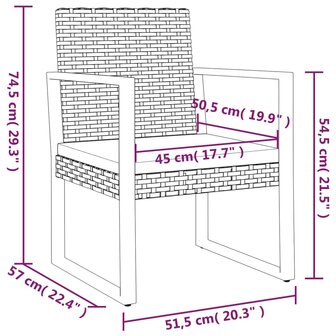 Tuinstoel met kussen poly rattan zwart 7