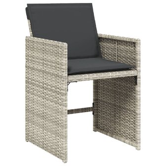 Tuinstoelen 4 st met kussens poly rattan lichtgrijs 4