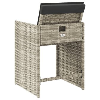 Tuinstoelen 4 st met kussens poly rattan lichtgrijs 7