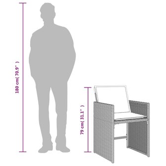 Tuinstoelen 4 st met kussens poly rattan lichtgrijs 11