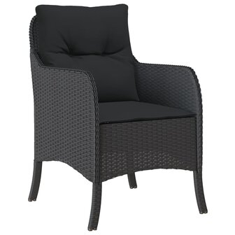 Tuinstoelen 2 st met kussens poly rattan zwart 4