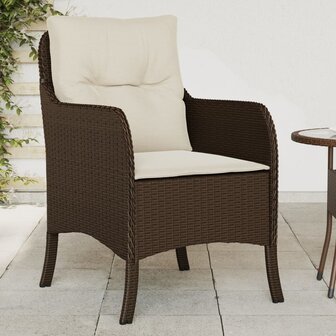 Tuinstoelen 2 st met kussens poly rattan bruin 1