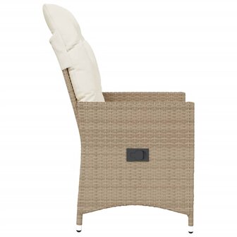 Tuinstoel verstelbaar met kussens poly rattan beige 5