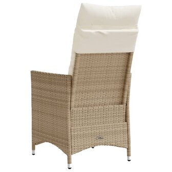 Tuinstoel verstelbaar met kussens poly rattan beige 6