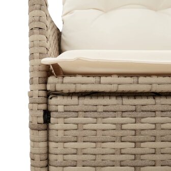 Tuinstoel verstelbaar met kussens poly rattan beige 8