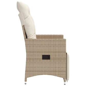 Tuinstoel verstelbaar met kussens poly rattan beige 5