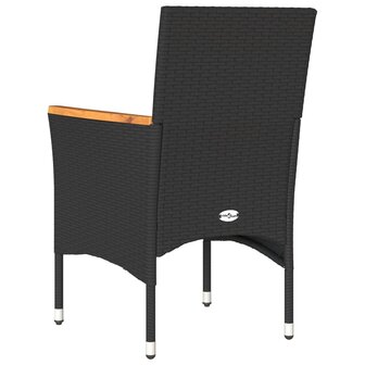 Tuinstoelen 2 st met kussens poly rattan zwart 7