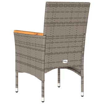 Tuinstoelen 2 st met kussens poly rattan grijs 7