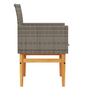 Tuinstoelen 2 st met kussens poly rattan en massief hout grijs 6