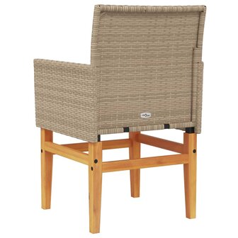 Tuinstoelen 2 st met kussens poly rattan en massief hout beige 7