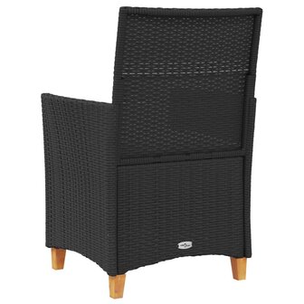 Tuinstoelen 2 st met kussens poly rattan en massief hout zwart 7