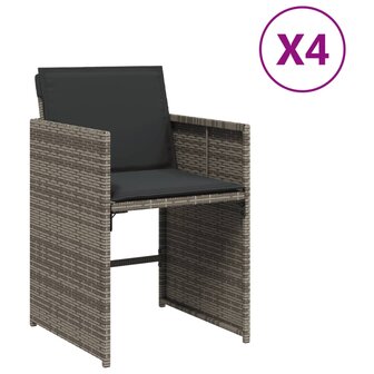 Tuinstoelen 4 st met kussens poly rattan grijs 2