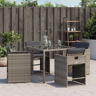 Tuinstoelen 4 st met kussens poly rattan grijs 3