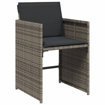 Tuinstoelen 4 st met kussens poly rattan grijs 4