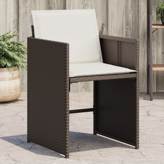 Tuinstoelen 4 st met kussens poly rattan bruin 1