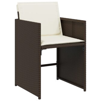 Tuinstoelen 4 st met kussens poly rattan bruin 4