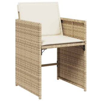 Tuinstoelen 4 st met kussens poly rattan beige 4