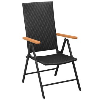 Tuinstoelen stapelbaar 2 st poly rattan zwart 2