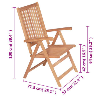 Tuinstoelen 2 st verstelbaar massief teakhout 8