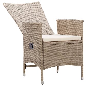 Tuinstoelen 2 st met kussens poly rattan beige 4