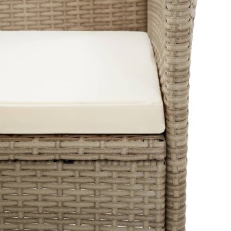 Tuinstoelen 2 st met kussens poly rattan beige 9