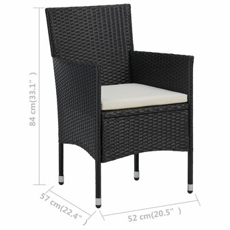 Tuinstoelen 2 st poly rattan zwart 8