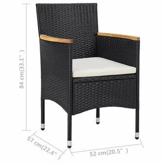 Tuinstoelen 2 st poly rattan zwart 7