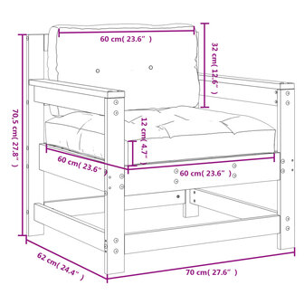 Tuinstoelen 2 st met kussens massief douglashout 10