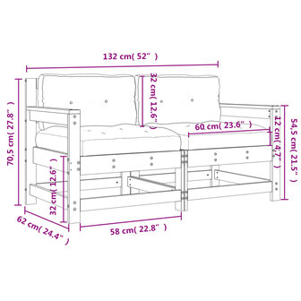 Tuinstoelen 2 st met kussens massief grenenhout zwart 10