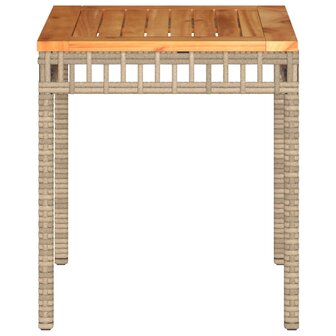 Tuintafel 38x38x42 cm poly rattan en acaciahout gemengd beige 4