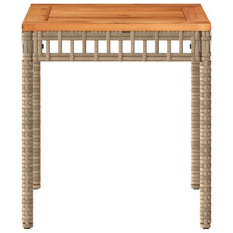 Tuintafel 38x38x42 cm poly rattan en acaciahout gemengd beige 5