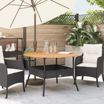 Tuintafel met acaciahouten blad &Oslash;110x71 cm poly rattan zwart 3