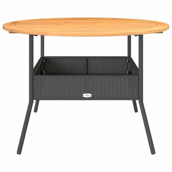 Tuintafel met acaciahouten blad &Oslash;110x71 cm poly rattan zwart 5