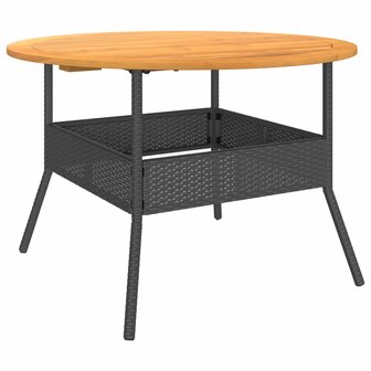 Tuintafel met acaciahouten blad &Oslash;110x71 cm poly rattan zwart 7