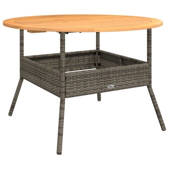 Tuintafel met acaciahouten blad &Oslash;110x71 cm poly rattan grijs 2