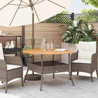 Tuintafel met acaciahouten blad &Oslash;110x71 cm poly rattan grijs 3