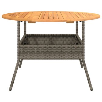 Tuintafel met acaciahouten blad &Oslash;110x71 cm poly rattan grijs 6