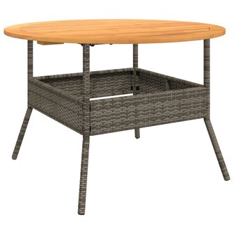 Tuintafel met acaciahouten blad &Oslash;110x71 cm poly rattan grijs 7