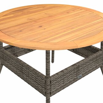 Tuintafel met acaciahouten blad &Oslash;110x71 cm poly rattan grijs 9