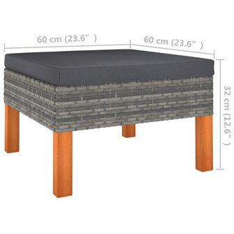 Voetenbank poly rattan en massief eucalyptushout 4