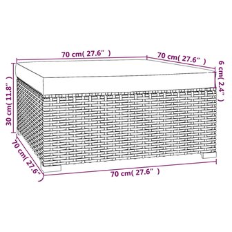 Voetensteun met kussen 70x70x30 cm poly rattan bruin 5